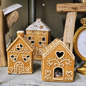 Hnedá perníková LED chalúpka Gingerbread Cott - 7*6*12 cm