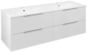 Sapho Sapho, CIRASA umývadlová skrinka s dvojitým umývadlom 141x54x46cm, biela lesk, CR141-3030-21