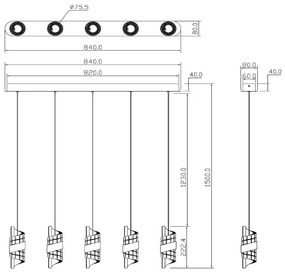 Lucide 13496/35/30 - LED Stmievateľný luster na lanku KLIGANDE 5xLED/7,8W/230V