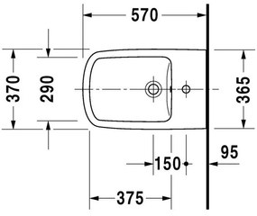 DURAVIT DuraStyle samostatne stojací bidet kapotovaný s otvorom, 370 mm x 570 mm, s povrchom WonderGliss, 22841000001