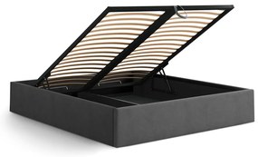 Antracitová čalúnená dvojlôžková posteľ s úložným priestorom/bez čela s roštom 200x200 cm Susan – Micadoni
