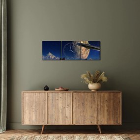 Obraz - Prílet mimozemšťanov (s hodinami) (90x30 cm)