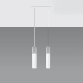 Závesné svietidlo Borgio, 2x betónové/biele kovové tienidlo
