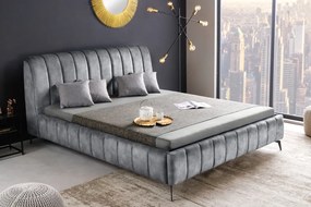 Retro manželská posteľ Amsterdam šedý zamat 160x200cm