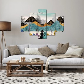 Grafický obraz s jeleňmi (150x105 cm)