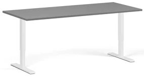 Výškovo nastaviteľný stôl, 180x80 cm, 1 motor, biela podnož, grafit