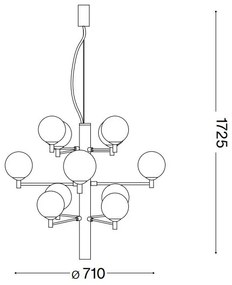 Ideal Lux - LED Luster na lanku COPERNICO 12xG9/3W/230V pr. 71 cm čierna