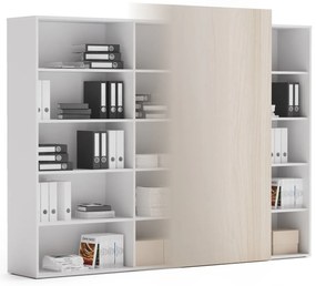 PLAN Skriňa vysoká otvorená dlhá BLOCK White, 2390 x 400 x 1748, dub prírodný