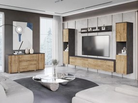 Obývačkový nábytok Bamisio II, Farby: matera / gaštan breslau, Osvetlenie: bez osvetlenia