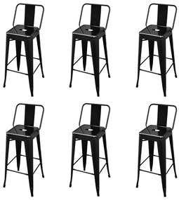 Barové stoličky 6 ks, čierne, oceľ 3052641