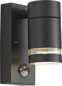 Moderné vonkajšie nástenné svietidlo čierne IP44 s pohybovým senzorom - Ensam