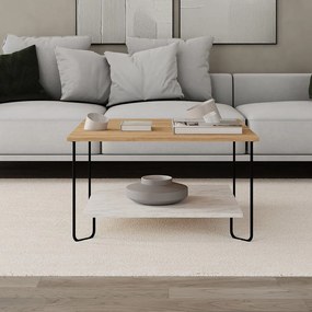 Konferenčný stolík s doskou v dubovom dekore v bielo-prírodnej farbe 80x80 cm Tonka – Marckeric