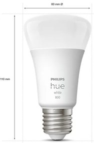 SADA 4x LED Stmievateľná žiarovka Philips Hue WHITE A60 E27/9W/230V 2700K