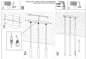 Závesné svietidlo Pastelo, 3x zlaté kovové tienidlo, b