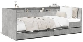 Denná posteľ so zásuvkami betónovosivá 100x200 cm kompoz. drevo 3280842