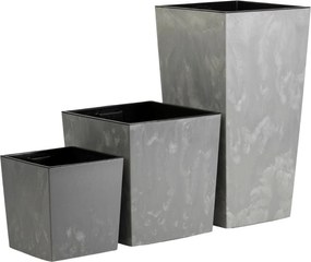 PLASTOVÝ KVETINÁČ FLORE 30,5X29,5X29,5 CM IMITÁCIA BETÓNU SIVÁ