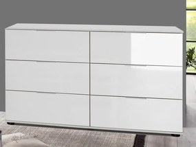 Zásuvková komoda New York D, biela / biely lesk