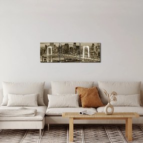 Obraz - Zlaté veľkomesto (s hodinami) (90x30 cm)