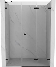 Mexen Lunar-F, pravé skladacie sprchové dvere 130 cm, 8mm číre sklo, čierny matný profil, 836S-130-050-70-00-P