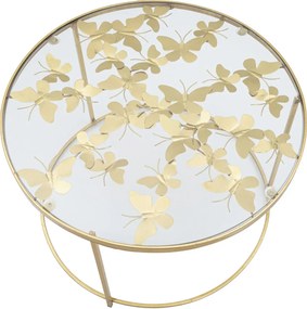 Konferenčný stolík Butterflies 60 cm zlatý/číry