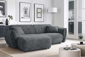 Tmavosivá ženilková rohová pohovka (ľavý roh/s leňoškou) Nelia – Ropez