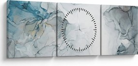 Obraz - Modrý mramor (s hodinami) (90x30 cm)