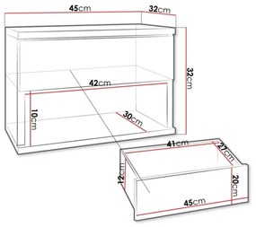 Nočný stolík NECE 32x45 cm čierna