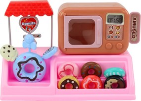 LEAN Toys Detská cukráreň s donutmi – pokladňa a mikrovlnka, súprava