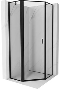Mexen Mist, päťuholníkový sprchový kút, ľavý 100 x 100 cm, číre sklo-čierny rám, 8A8-100-100-70-70-L