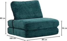 Zelenomodré rozkladacie kreslo z textílie buklé Faster – Mauro Ferretti