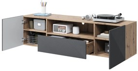 Závesný TV stolík Asha 167 cm s otvorenou policou - artisan / rivier stone mat