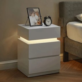 Nočný stolík s LED osvetlením, biely ANT-E1163 WT
