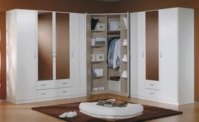 Rohová šatníková skriňa Case, biela