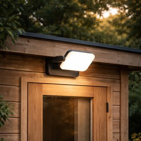 Vonkajšia nástenná lampa čierna vrátane LED nastaviteľná - Kamile