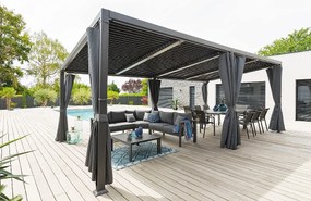 DEOKORK Záhradný hliníkový altánok LUXURY 6x3,5 m (grafit)