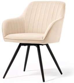 Sada dvoch jedálenských stoličiek TURNO zamatové, béžové / čierne nohy (2 ks)