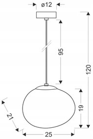 Luster na lanku STONES 1xE27/40W/230V pr. 25 cm