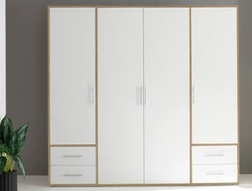 Šatníková skriňa Valencia, 206 cm, dub artisan/biela