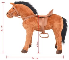 Stojaci plyšový hračkársky koník, hnedý