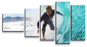 Sablio Obraz - 5-dílný Surfista na vlne - 100x60 cm