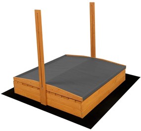 Detské drevené uzatvárateľné pieskovisko s lavičkami a strieškou Baby Mix 120x120 cm sivé