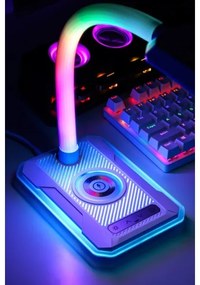 Immax 08989L - LED RGBW Stmievateľná stolná lampa s Qi nabíjaním 30W/230V čierna