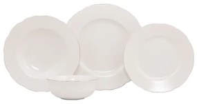 24-dielna jedálenská súprava, biela/strieborná, porcelán