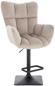 LuxuryForm DESIGN Barové kreslo AURORA VELUR na čiernej hranatej podstave - latte