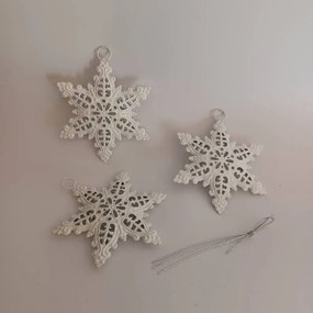 DECOLED Kovové vločky, 3 kusy, 10 x 7,7 cm, biele