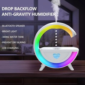 Antigravitačný zvlhčovač vzduchu Y13 v tvare G s Bluetooth reproduktorom