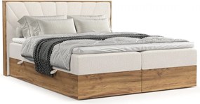 Boxspring posteľ s úložným priestorom v krémovo-prírodnej farbe 140x200 cm Asahi – Maison de Rêve