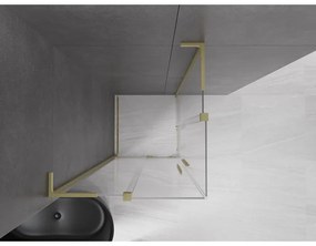 Mexen Velar L Duo, sprchový kút s posuvnými dverami 100 x 100 cm, 8mm číre sklo, zlatá matná, 871-100-100-02-03-55