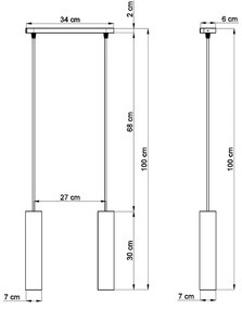 Betónové závesné svietidlo Sollux Fadre, dĺžka 34 cm