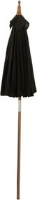 Čierny slnečník s drevenou tyčou Lorie Wood - ∅ 200*260 cm
